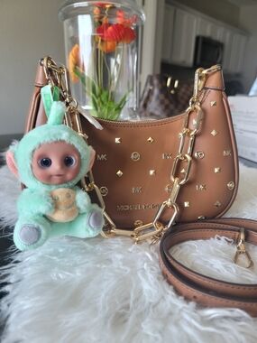 Michael Kors Brown Cora Shoulder Bag with Gold Hardware With Teletubie